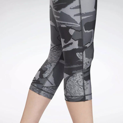 Leggings Reebok Wor Aup Capri Gris H65618 Original Moda Gris Geométrica Xs