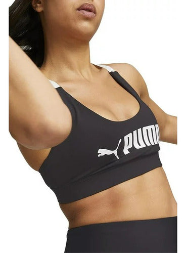 Top Puma Mid Impact Fit Bra 52219201 Comodo Original Negro Lisa Xch