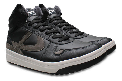 Tenis Bota Panam Topaz Indomable Unisex Estilo Urbano Negro/gris Lisa 26 Mx
