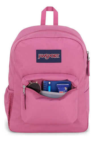 Mochila Jansport Cross Town Dama, Espaciosa Y Versátil Rosa Chicle Lisa