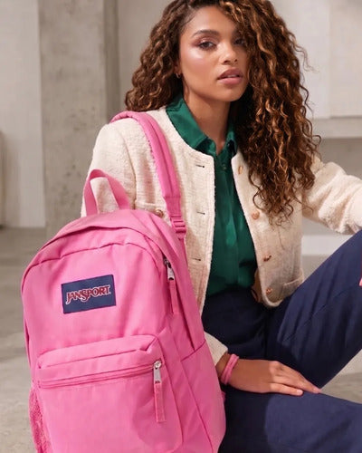Mochila Jansport Cross Town Dama, Espaciosa Y Versátil Rosa Chicle Lisa