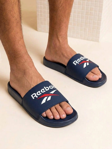 Sandalias Reebok Fulgere Slide Caballero, Confortables Azul Marino Lisa 27 Mx