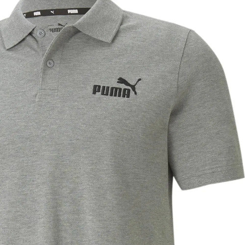 Playera Puma Essentials Pique Polo Caballero, Moda Casual Gris Lisa S