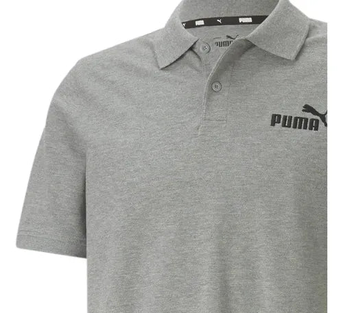 Playera Puma Essentials Pique Polo Caballero, Moda Casual Gris Lisa S