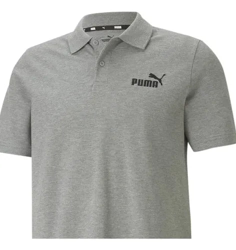 Playera Puma Essentials Pique Polo Caballero, Moda Casual Gris Lisa S