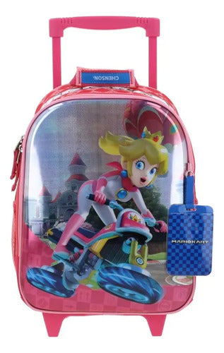 Mochila Chica Chenson Con Ruedas Princesa Peach Peam Mario Rosa Peam