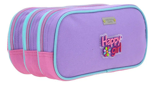 Lapicera Triple Estuche Chenson Happy Girl Lili Multicolor Estampado