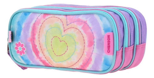 Lapicera Triple Estuche Chenson Happy Girl Lili Multicolor Estampado