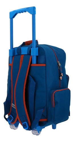 Mochila Chenson Grande Con Ruedas Mario Bros Brife Escolar Azul Estampado