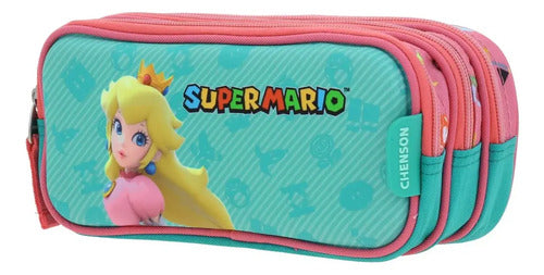 Lapicera Estuche Chenson Princesa Peach Mario Bros Shaw Bicolor Estampado
