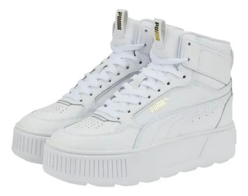 Tenis Puma Tipo Bota Karmen Rebelle Mid Dama Moda Streetwear Blanco Lisa 25.5 Mx