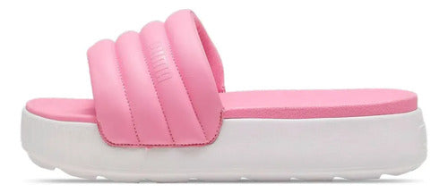 Sandalias Puma Karmen Slide Puffy Plataforma Dama Moda Rosa/blanco Lisa 25 Mx