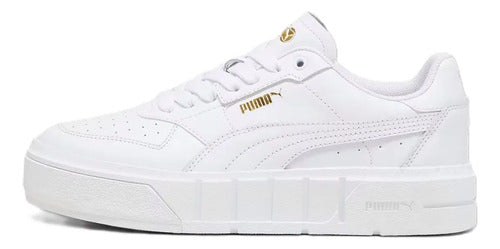 Tenis Puma Cali Court Lth Dama Moda En Tendencia Blanco Lisa 25 Mx