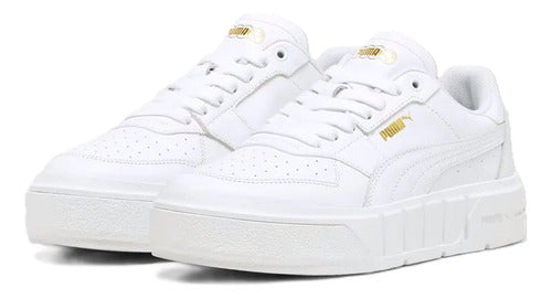Tenis Puma Cali Court Lth Dama Moda En Tendencia Blanco Lisa 25 Mx