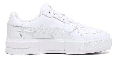 Tenis Puma Cali Court Lth Dama Moda En Tendencia Blanco Lisa 25 Mx