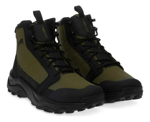 Tenis Tipo Outdoor Puma Boulder Wtr Unisex 30997604 Icónicos Verde Olivo/negro Liso 25.5 Mx