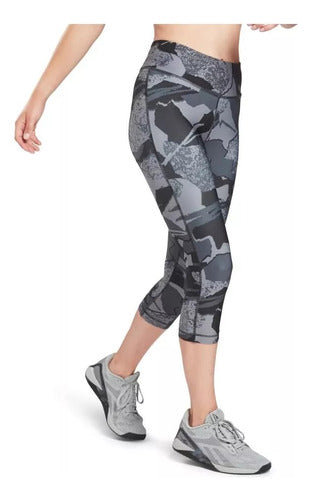 Leggings Reebok Wor Aup Capri Gris H65618 Original Moda Gris Geométrica Xs