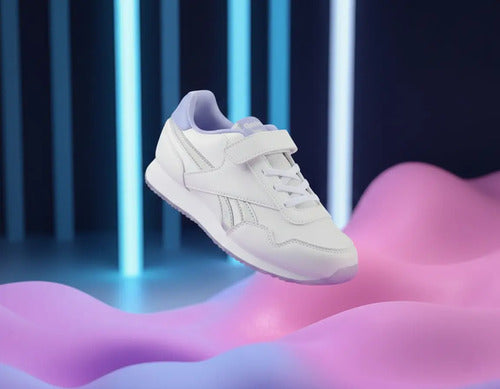 Tenis Reebok Royal Cl Jog 3.0 1v Niña 100074587 Moderno Blanco/violeta Lisa 20 Mx