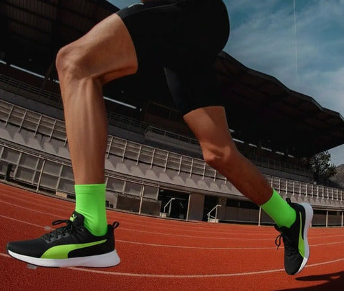 Tenis Puma Flyer Runner Mesh Caballero Rendimiento Negro/verde Limón