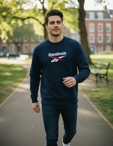Sudadera Reebok Cl F Vector Crew Caballero Gs9127 Original Xl Azul Marino