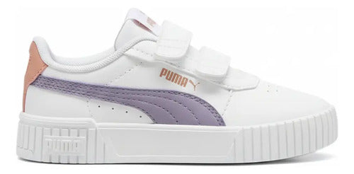 Tenis Puma Carina 2.0 V Inf Kids 38931820 Casual Confortable Blanco Lisa 11 Mx