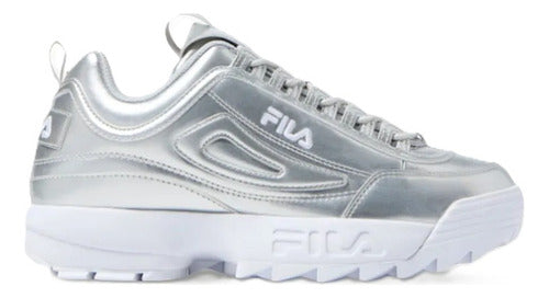Tenis Fila Disruptor Ii Premium Metallic Dama Tendencia Actual Original Plateado