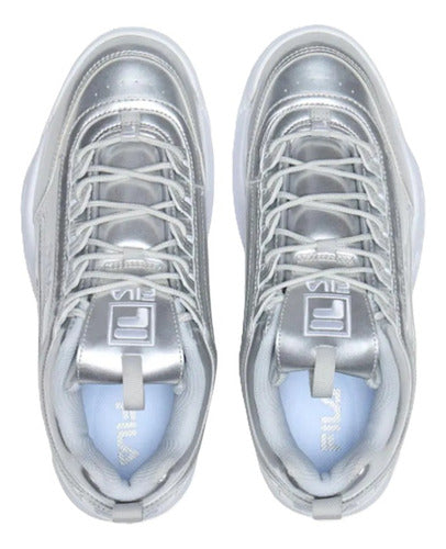 Tenis Fila Disruptor Ii Premium Metallic Dama Tendencia Actual Original Plateado
