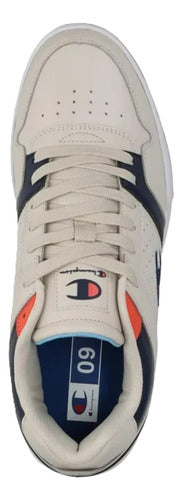 Tenis Champion Court Lo Caballero Cas10289m Casual Original Beige/azul Marino Lisa 28 Mx