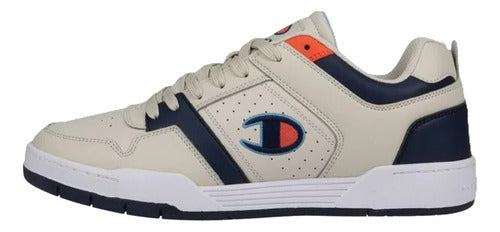 Tenis Champion Court Lo Caballero Cas10289m Casual Original Beige/azul Marino Lisa 28 Mx
