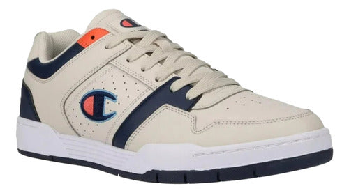 Tenis Champion Court Lo Caballero Cas10289m Casual Original Beige/azul Marino Lisa 28 Mx