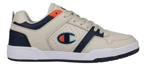Tenis Champion Court Lo Caballero Cas10289m Casual Original Beige/azul Marino Lisa 28 Mx