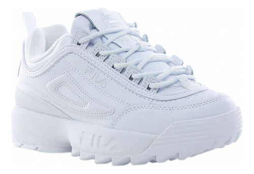 Tenis Fila Disruptor I I Premium Dama 5vf80170100 Moda Orig Blanco Lisa 26.5 Mx