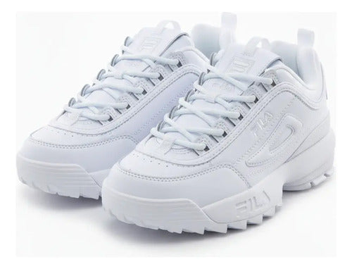 Tenis Fila Disruptor I I Premium Dama 5vf80170100 Moda Orig Blanco Lisa 26.5 Mx