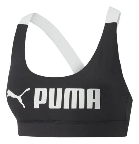 Top Puma Mid Impact Fit Bra 52219201 Comodo Original Negro Lisa Xch
