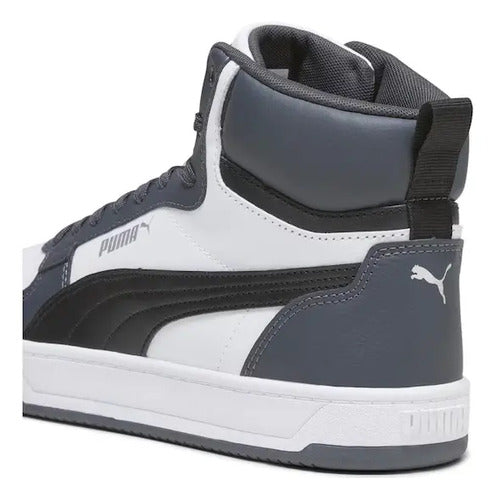 Tenis Tipo Bota Puma Caven 2.0 Mid Unisex 39229105 Cómodo Original Blanco Con Gris Oscuro Lisa 27 Mx