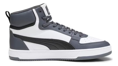 Tenis Tipo Bota Puma Caven 2.0 Mid Unisex 39229105 Cómodo Original Blanco Con Gris Oscuro Lisa 27 Mx