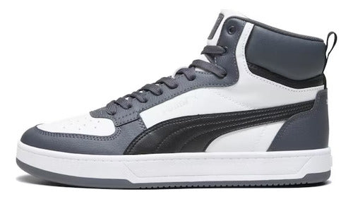 Tenis Tipo Bota Puma Caven 2.0 Mid Unisex 39229105 Cómodo Original Blanco Con Gris Oscuro Lisa 29 Mx