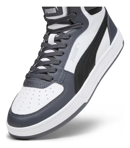 Tenis Tipo Bota Puma Caven 2.0 Mid Unisex 39229105 Cómodo Original Blanco Con Gris Oscuro Lisa 29 Mx