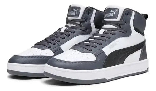 Tenis Tipo Bota Puma Caven 2.0 Mid Unisex 39229105 Cómodo Original Blanco Con Gris Oscuro Lisa 29 Mx