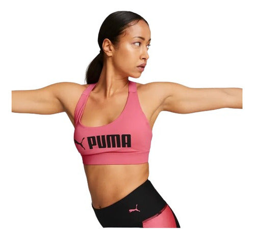 Top Puma Mid Impact Fit Bra 52219282 Comodo Original Rosa Lisa Ch