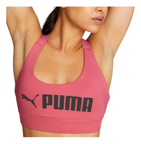 Top Puma Mid Impact Fit Bra 52219282 Comodo Original Rosa Lisa Ch