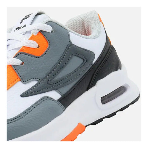 Tenis Fila Giovante Viz 1rm02539106 Cómodo Original Moda Blanco Con Gris Y Naranja Lisa 27 Mx