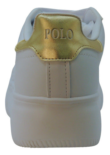 Tenis Polo Casual F114dbcodorado Comodo Original Moda Blanco Lisa 23 Mx