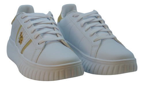 Tenis Polo Casual F114dbcodorado Comodo Original Moda Blanco Lisa 23 Mx