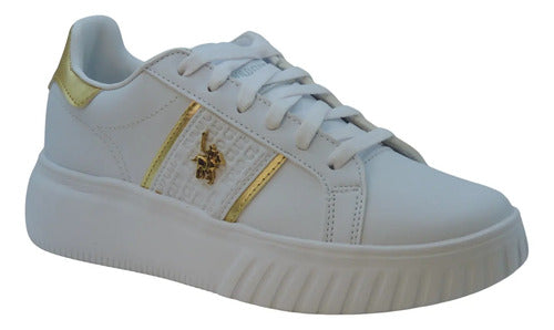 Tenis Polo Casual F114dbcodorado Comodo Original Moda Blanco Lisa 23 Mx