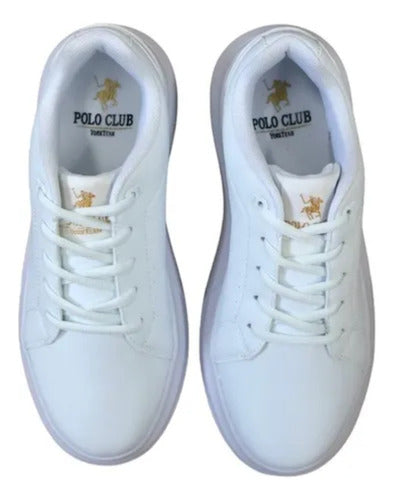 Tenis Polo Club L1121 Casual Plataforma Comodo Original Moda Blanco Lisa 23.5 Mx