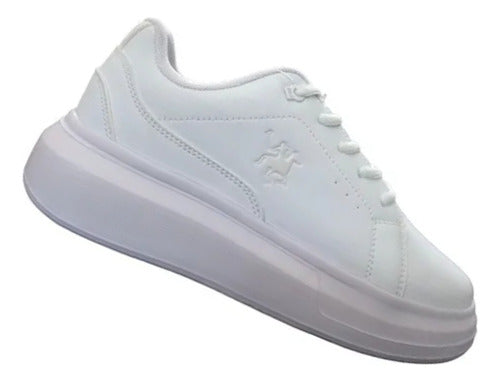 Tenis Polo Club L1121 Casual Plataforma Comodo Original Moda Blanco Lisa 23.5 Mx
