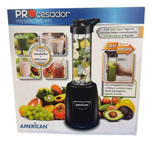 Procesador Licuadora Vaso Sport Portátil 9404 Negro