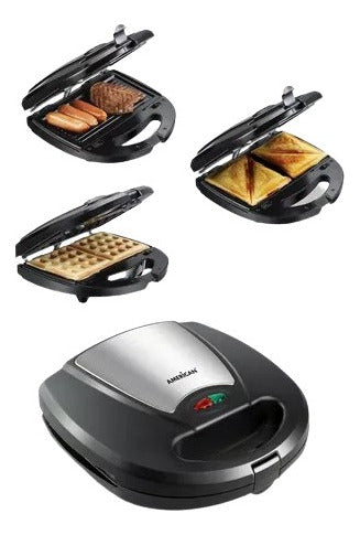 Sandwichera 3 En 1 9983 American Xl 800w Original Negro