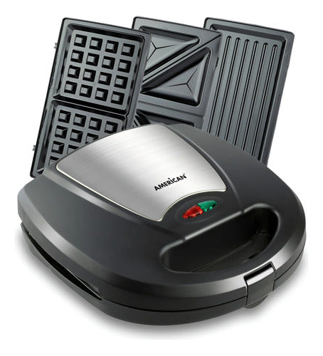 Sandwichera 3 En 1 9983 American Xl 800w Original Negro